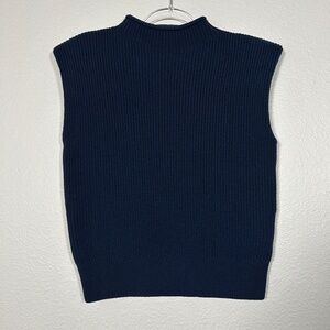 Trina Turk size M Judson sleeveless pullover sweater navy blue 100% Merino wool